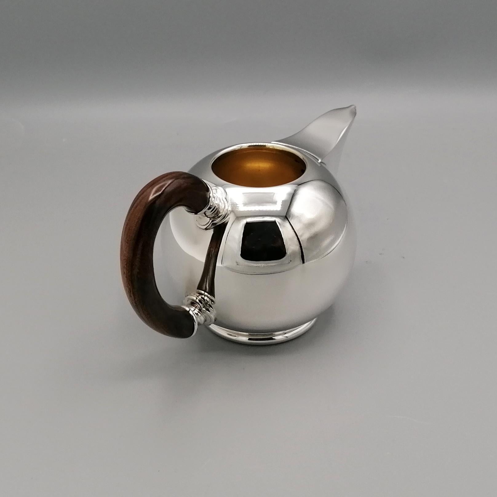 Italian Sterling Silver teaset minimalist and moder style For Sale 8