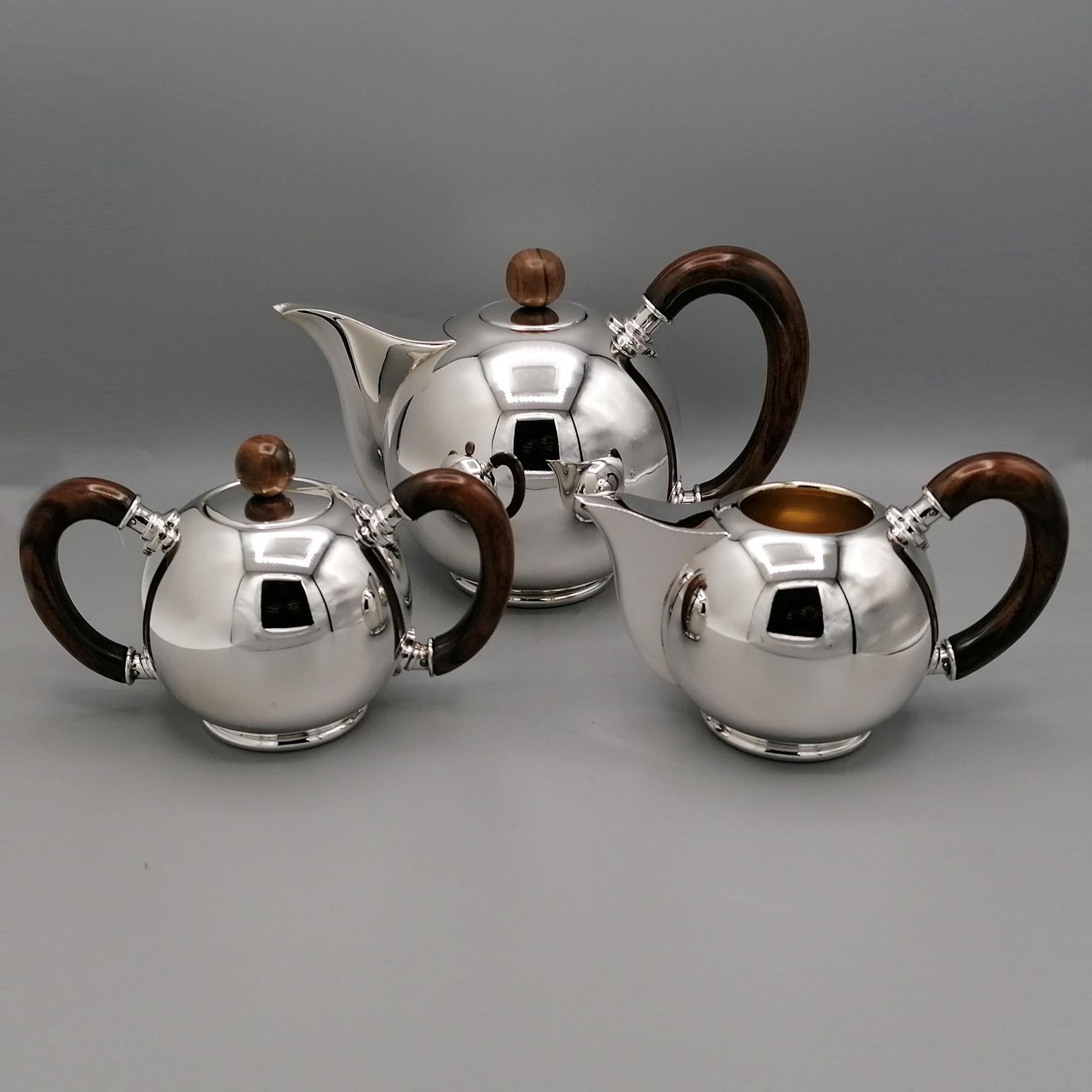 Italienisches Sterling Silber Teeset im minimalistischen und modernen Stil (Moderne) im Angebot