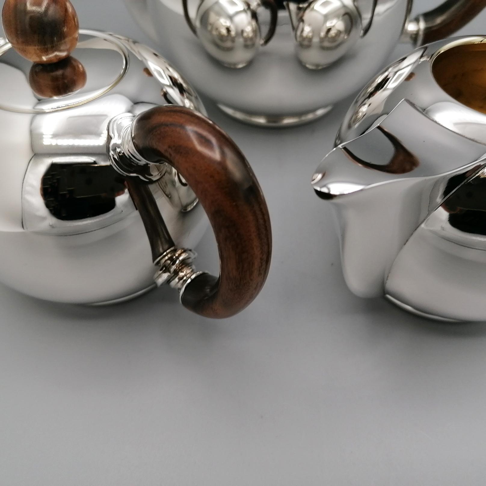 Contemporary Italian Sterling Silver teaset minimalist and moder style For Sale