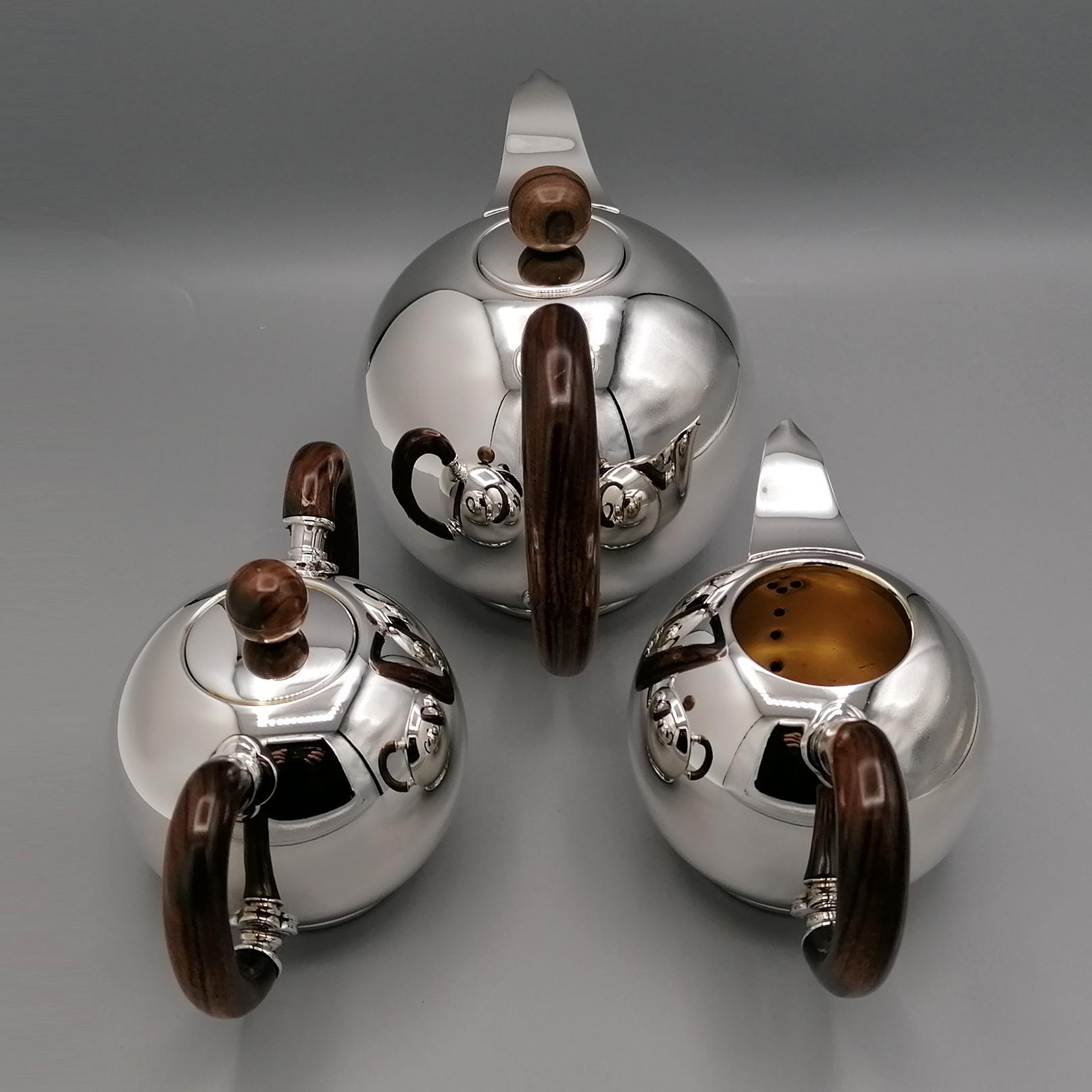 Italienisches Sterling Silber Teeset im minimalistischen und modernen Stil (Zeitgenössisch) im Angebot