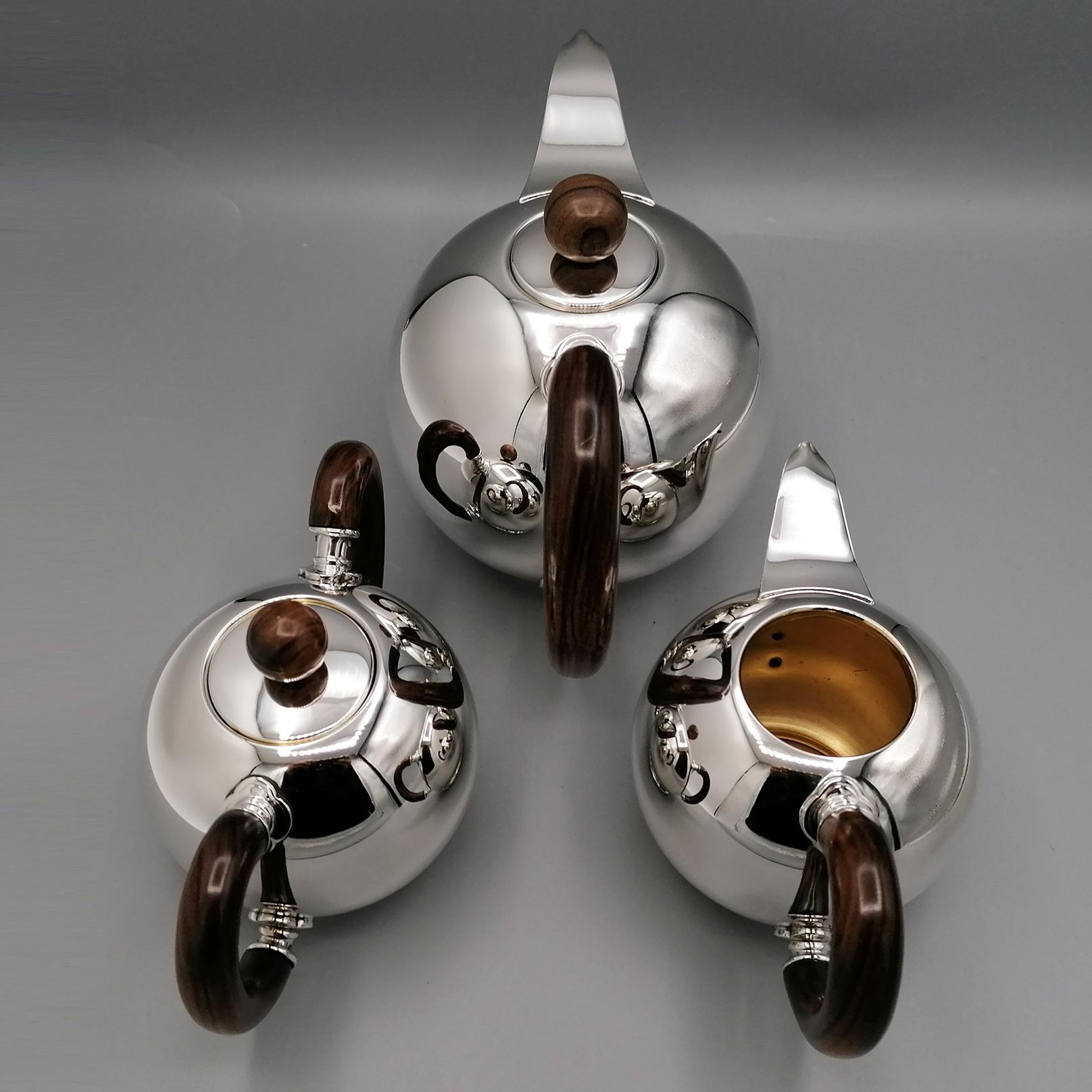 Italian Sterling Silver teaset minimalist and moder style For Sale 2