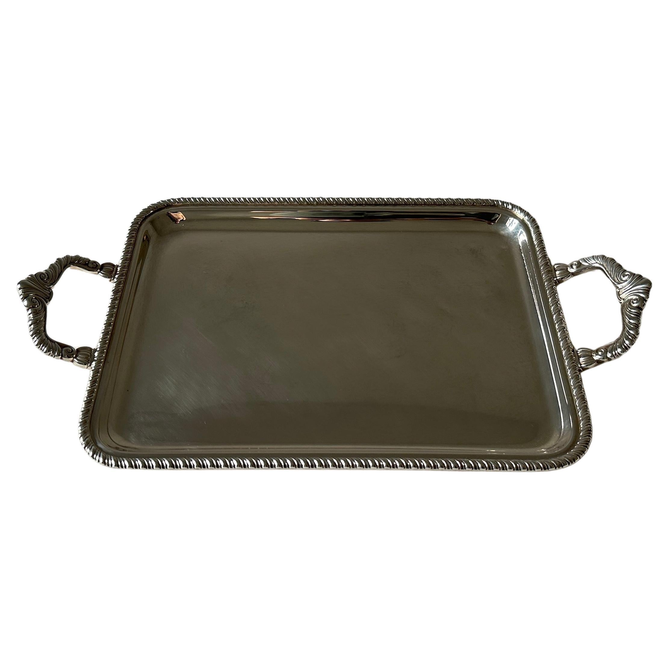 Italian Sterling Silver Tray in the style of Buccellati 