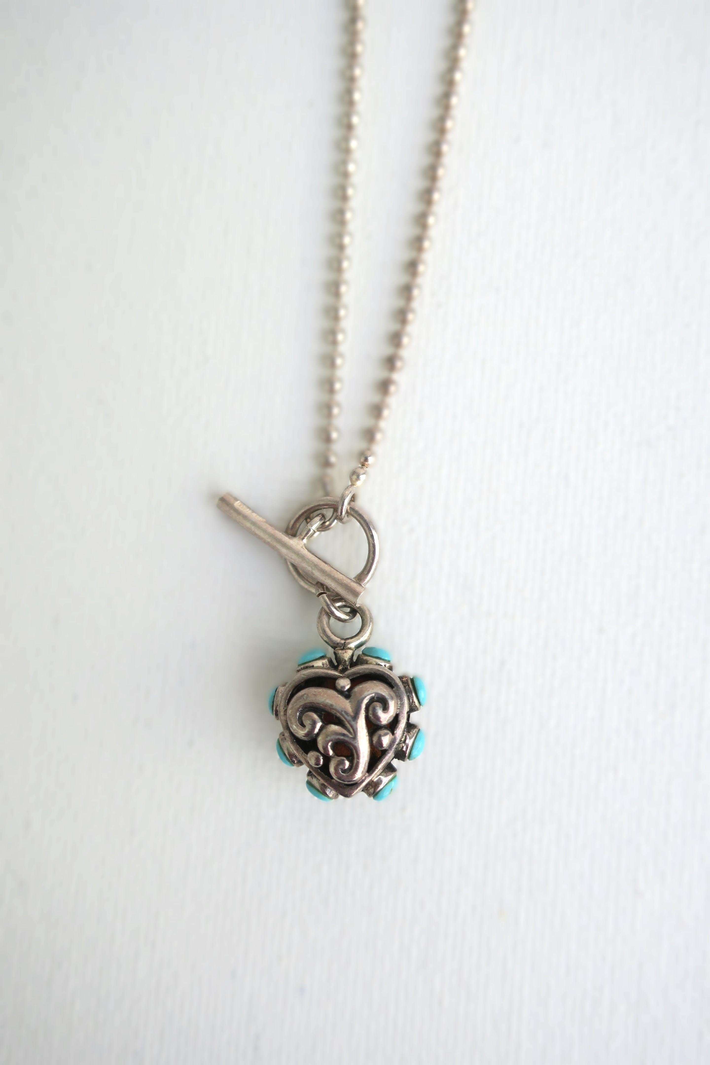 da uomo o donna Collana con cuore in turchese in argento sterling italiano in vendita