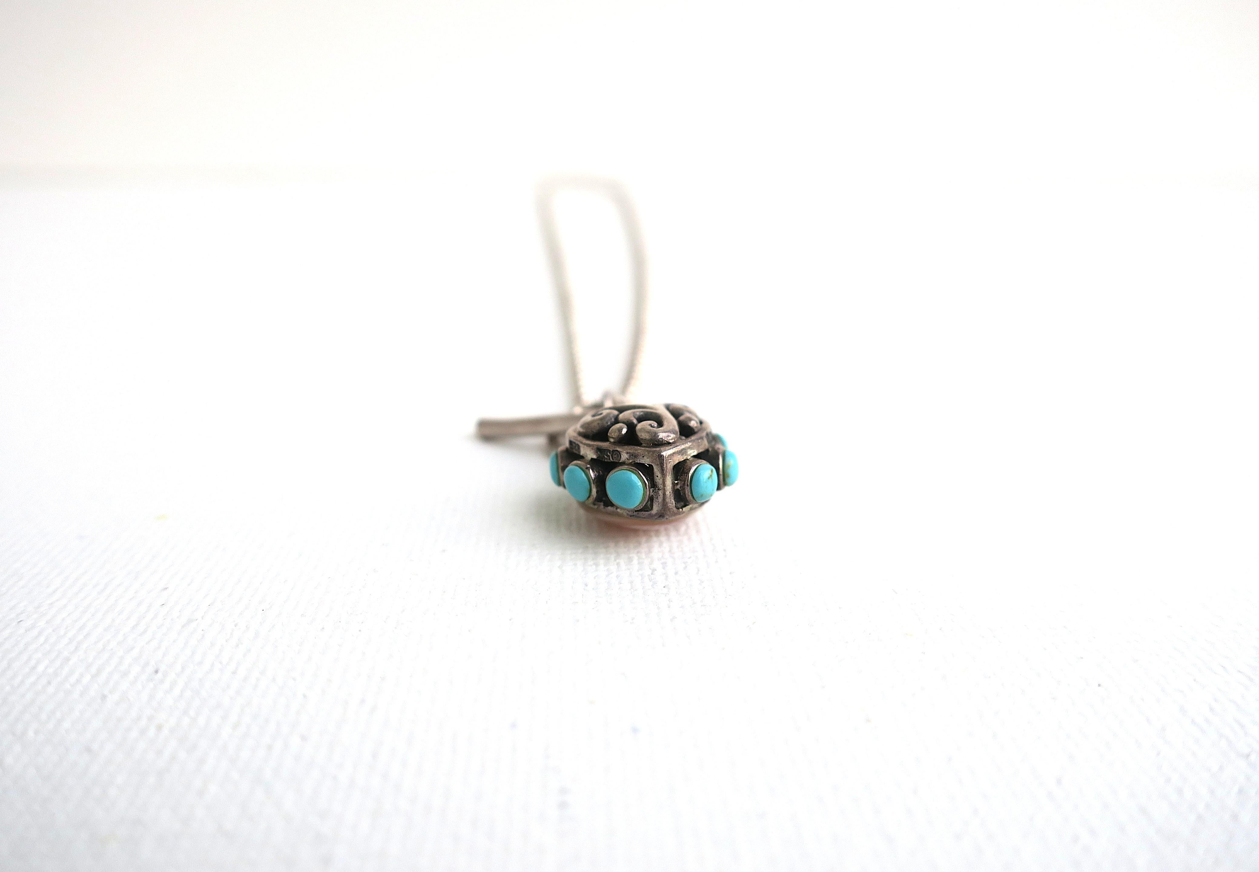 Collana con cuore in turchese in argento sterling italiano in vendita 3