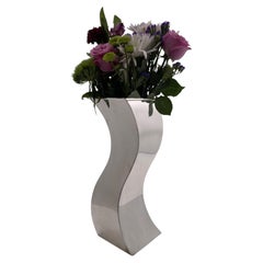 Italian Sterling Silver Vase in Mid-Century Modern Style