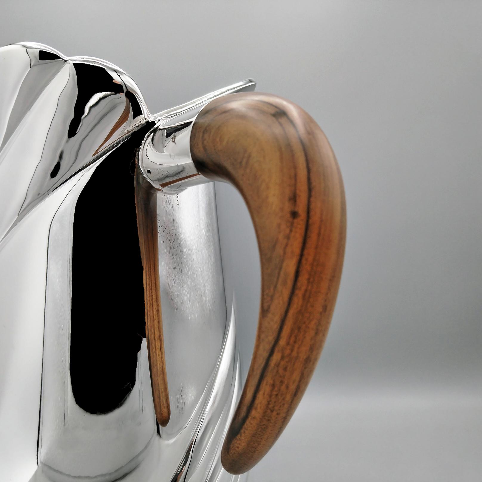 Italian Sterling Silver Water Lug - Carafe with Wooden Handle For Sale 5