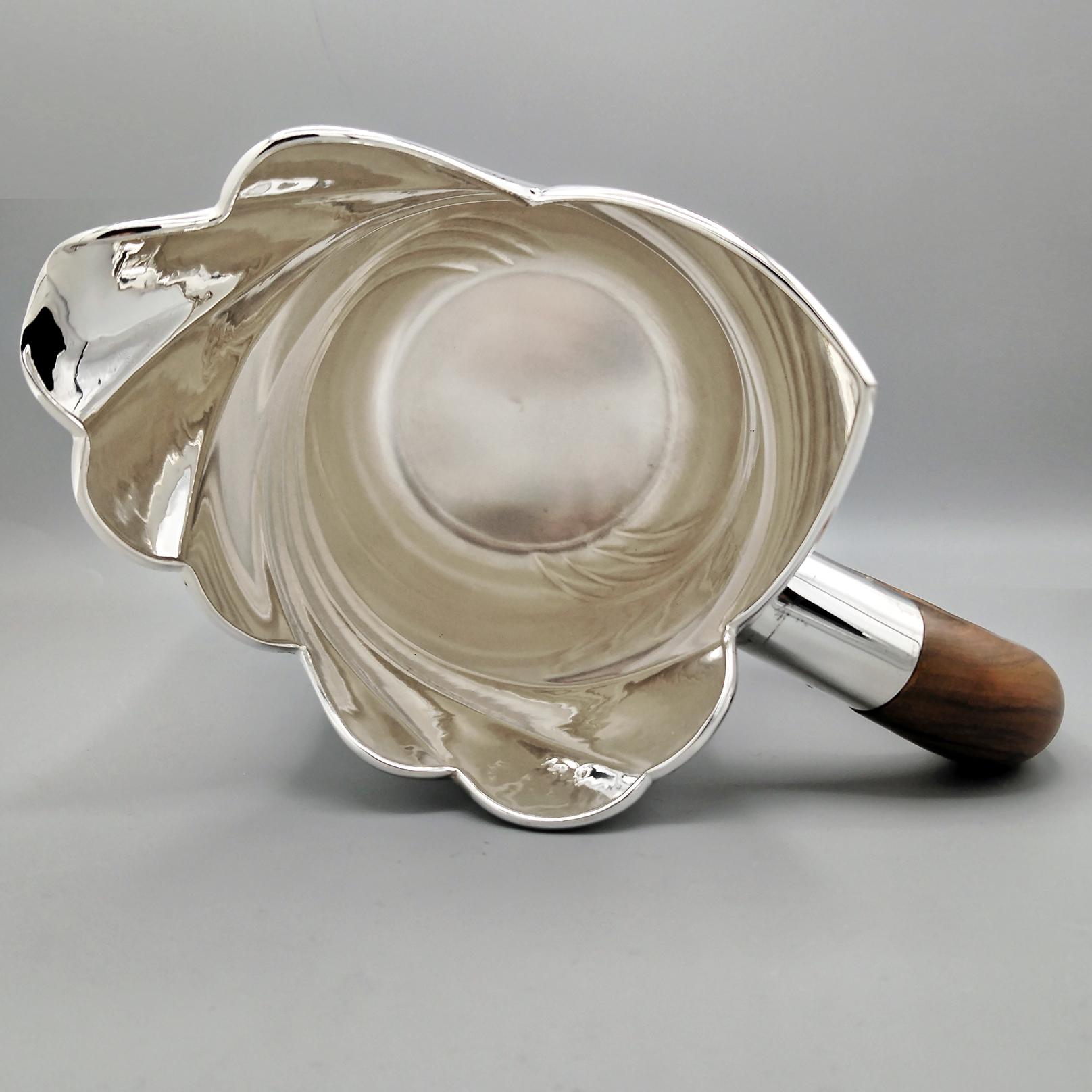 Italian Sterling Silver Water Lug - Carafe with Wooden Handle For Sale 7