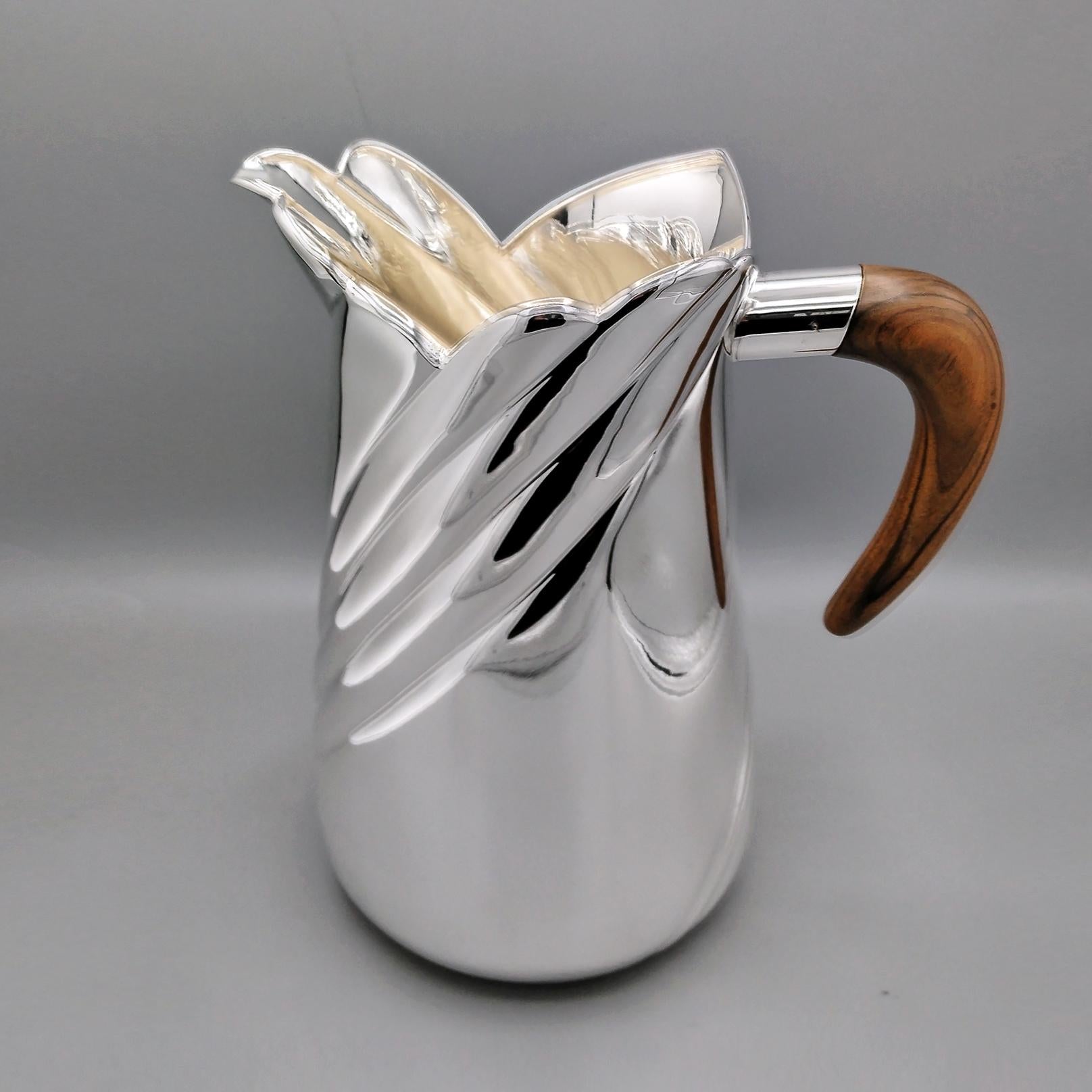 Other Italian Sterling Silver Water Lug - Carafe with Wooden Handle For Sale