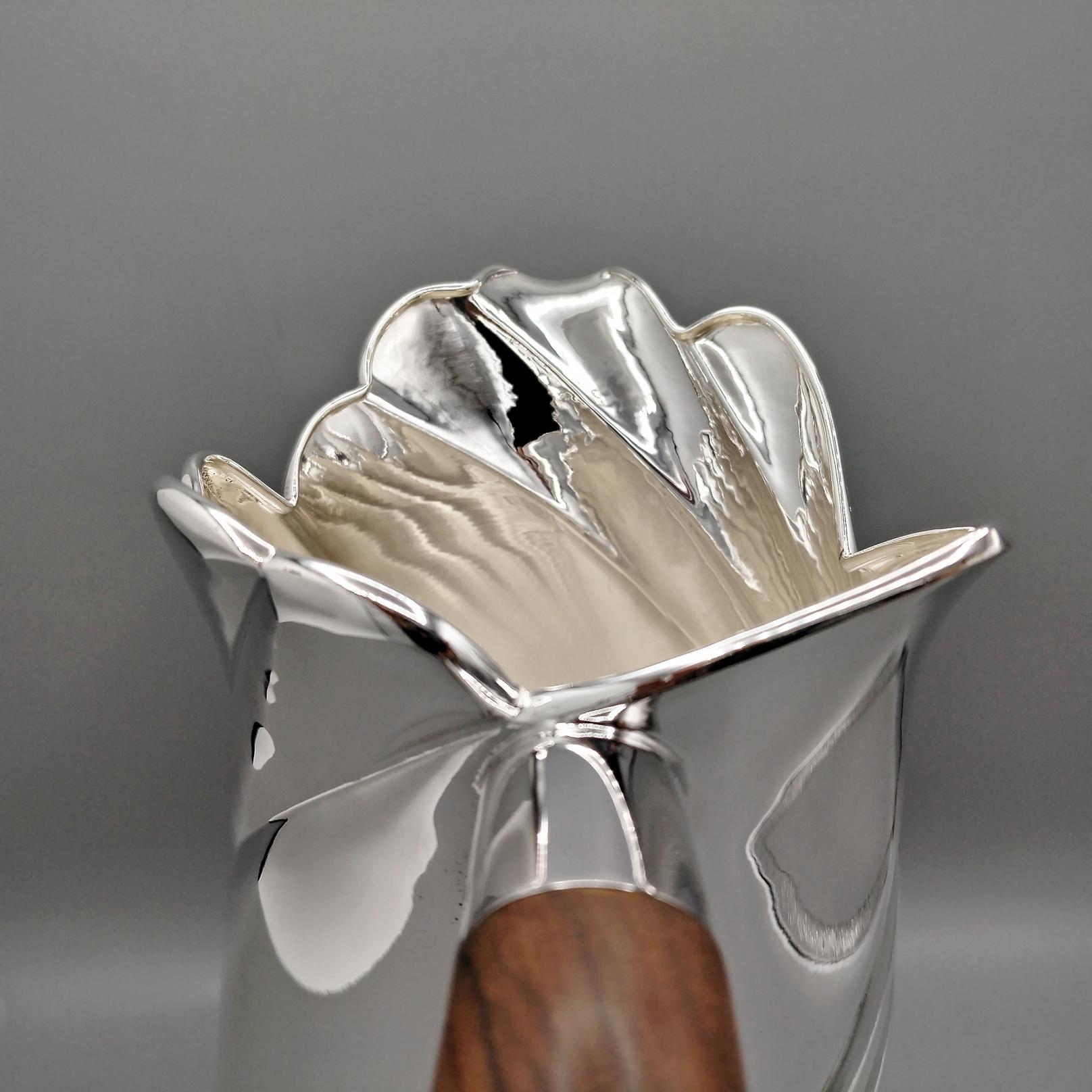 Contemporary Italian Sterling Silver Water Lug - Carafe with Wooden Handle For Sale