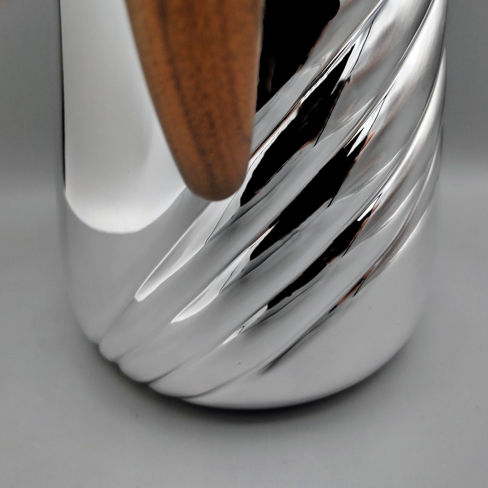 Italian Sterling Silver Water Lug - Carafe with Wooden Handle For Sale 1