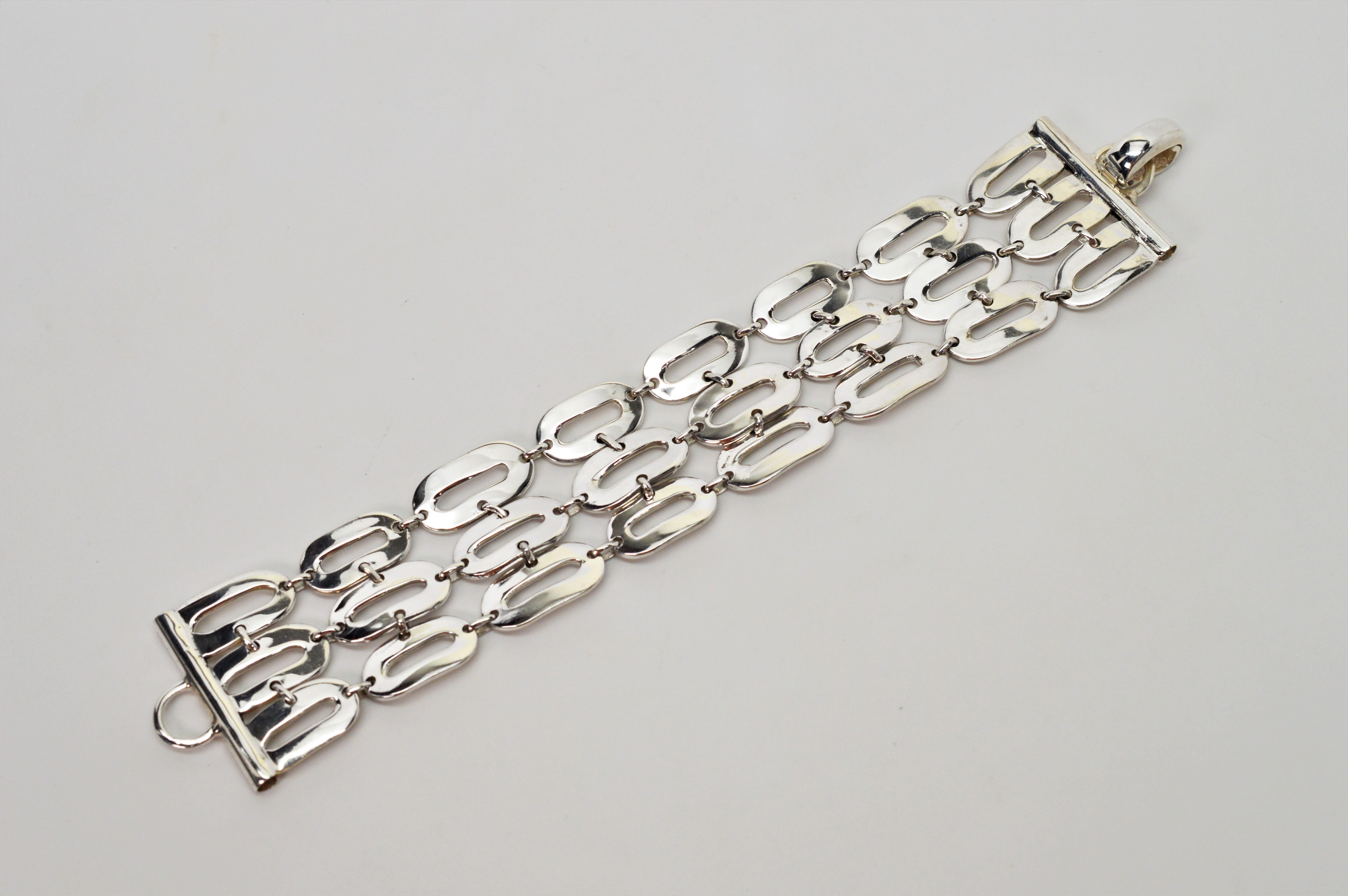 Bracelet à maillons larges italien en argent sterling Pour femmes en vente