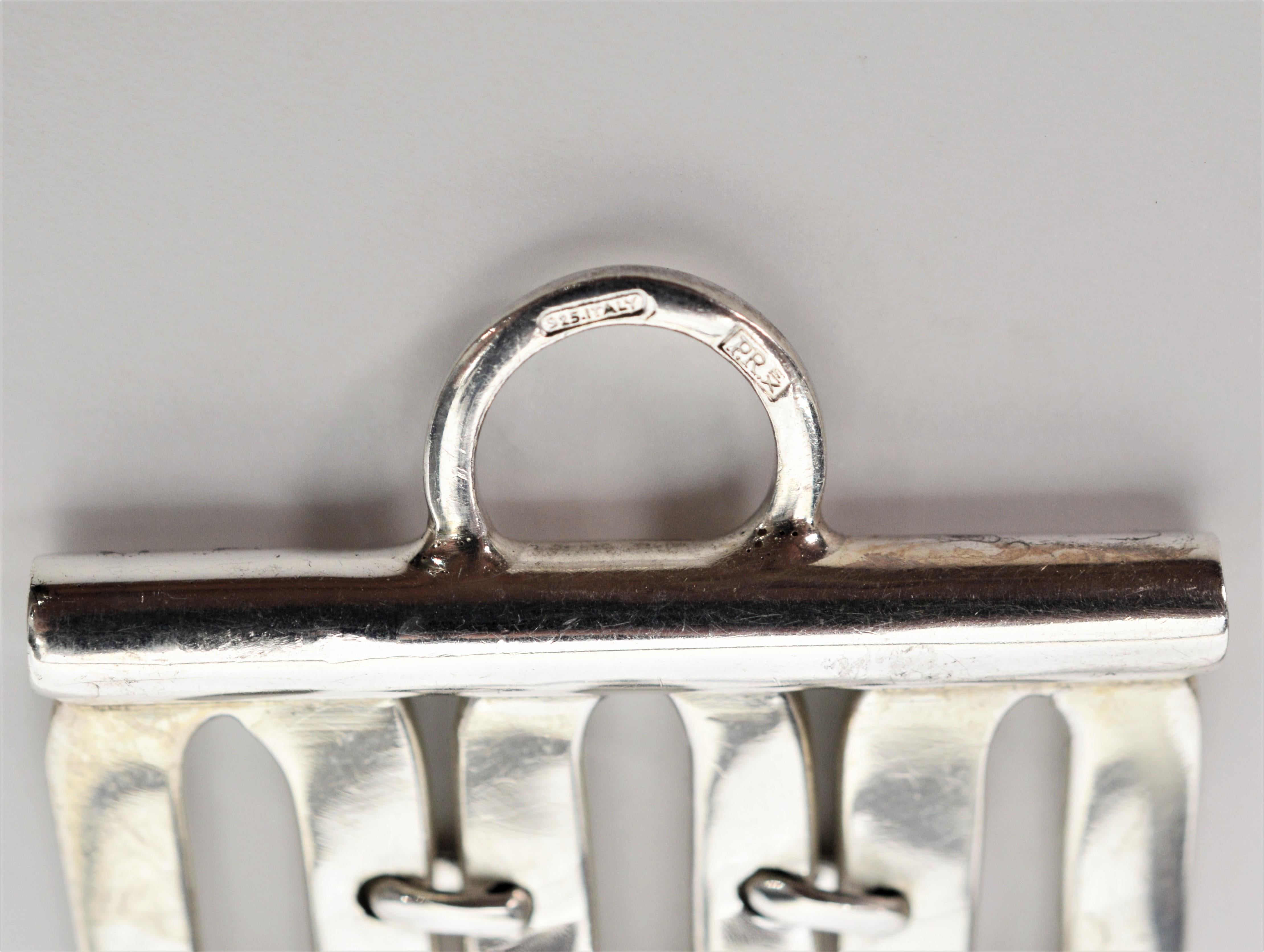 Italian Sterling Silver Wide Chain Link Bracelet For Sale 1