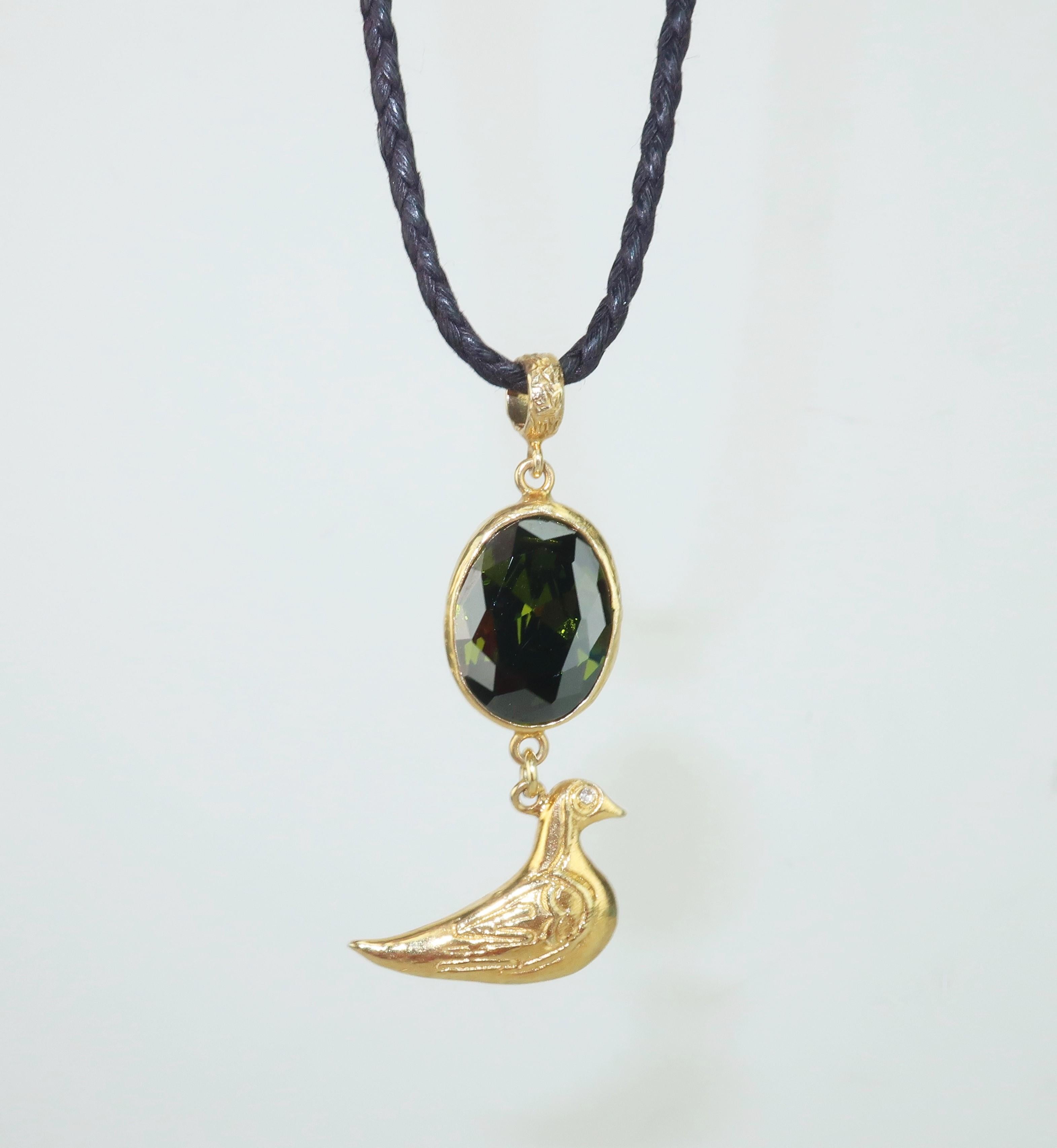 Italian Sterling Vermeil Bird Pendant Necklace 6