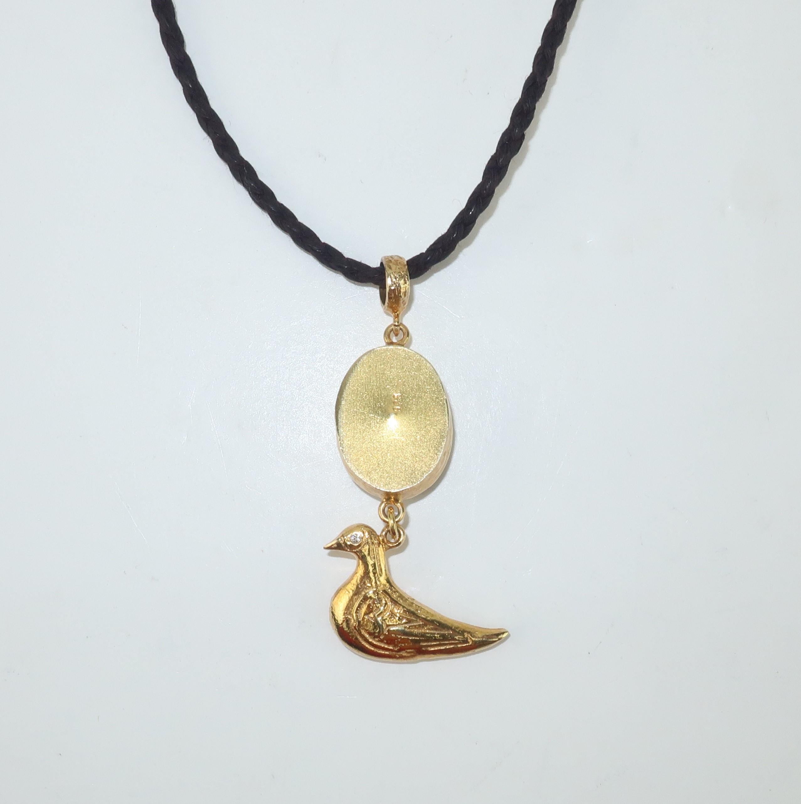 Italian Sterling Vermeil Bird Pendant Necklace 4