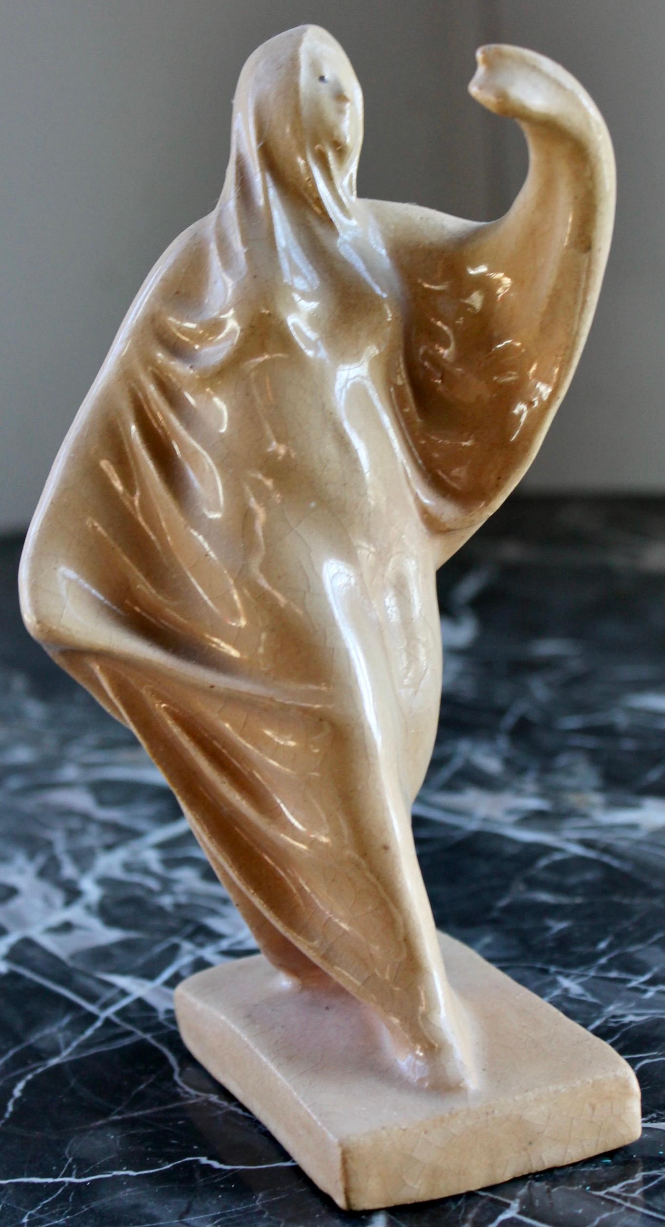 Ceramica Ballerina floreale in stile italiano firmata 