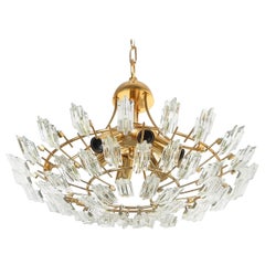 Italian Stilkrone Crystal Glass and Gilded Brass Flush Mount