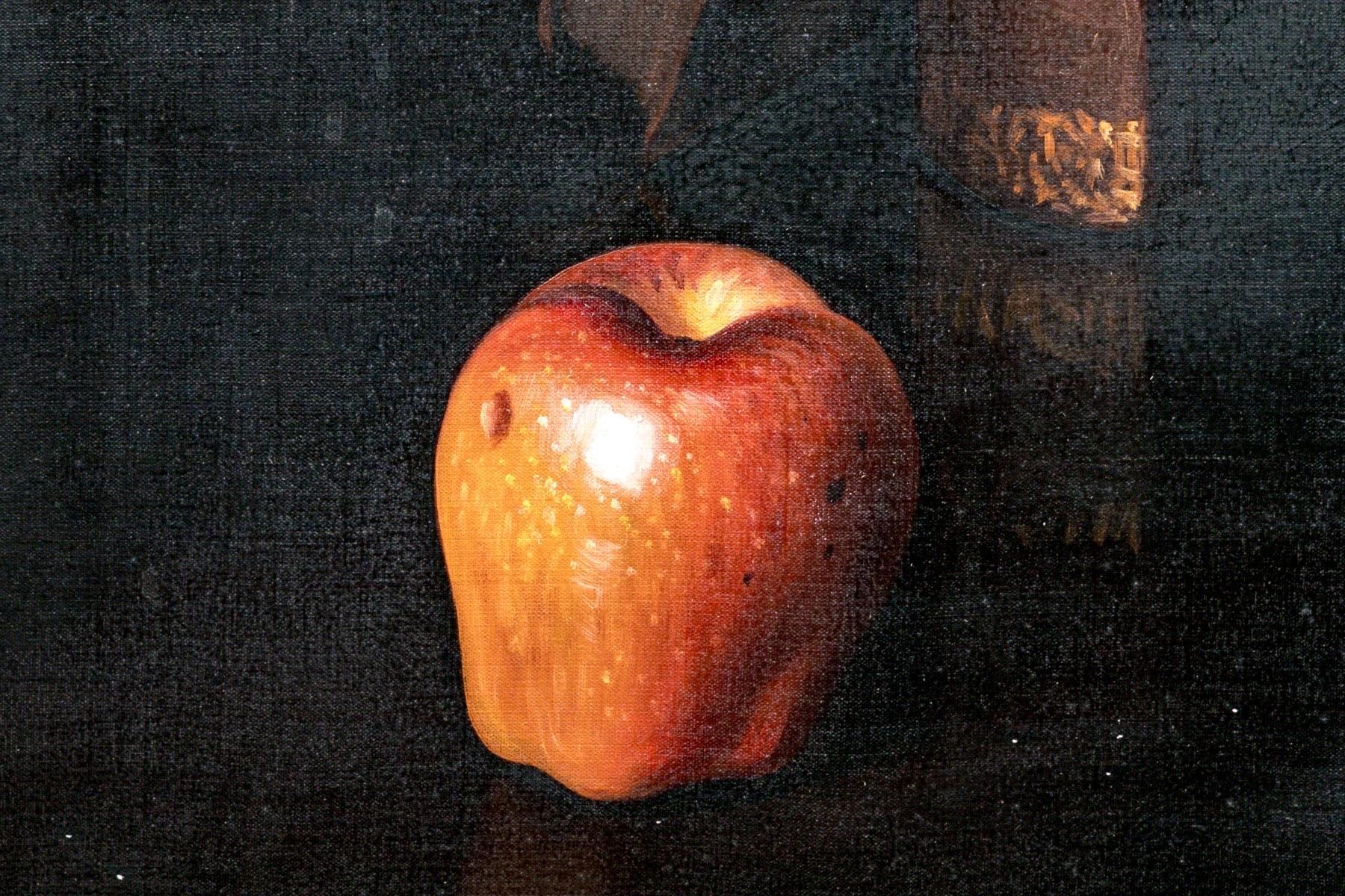 Nature morte italienne par P. Fortunato Italie, 20 C. Nature morte Pommes Peinture à l'huile Bon état - En vente à Rochester, NY
