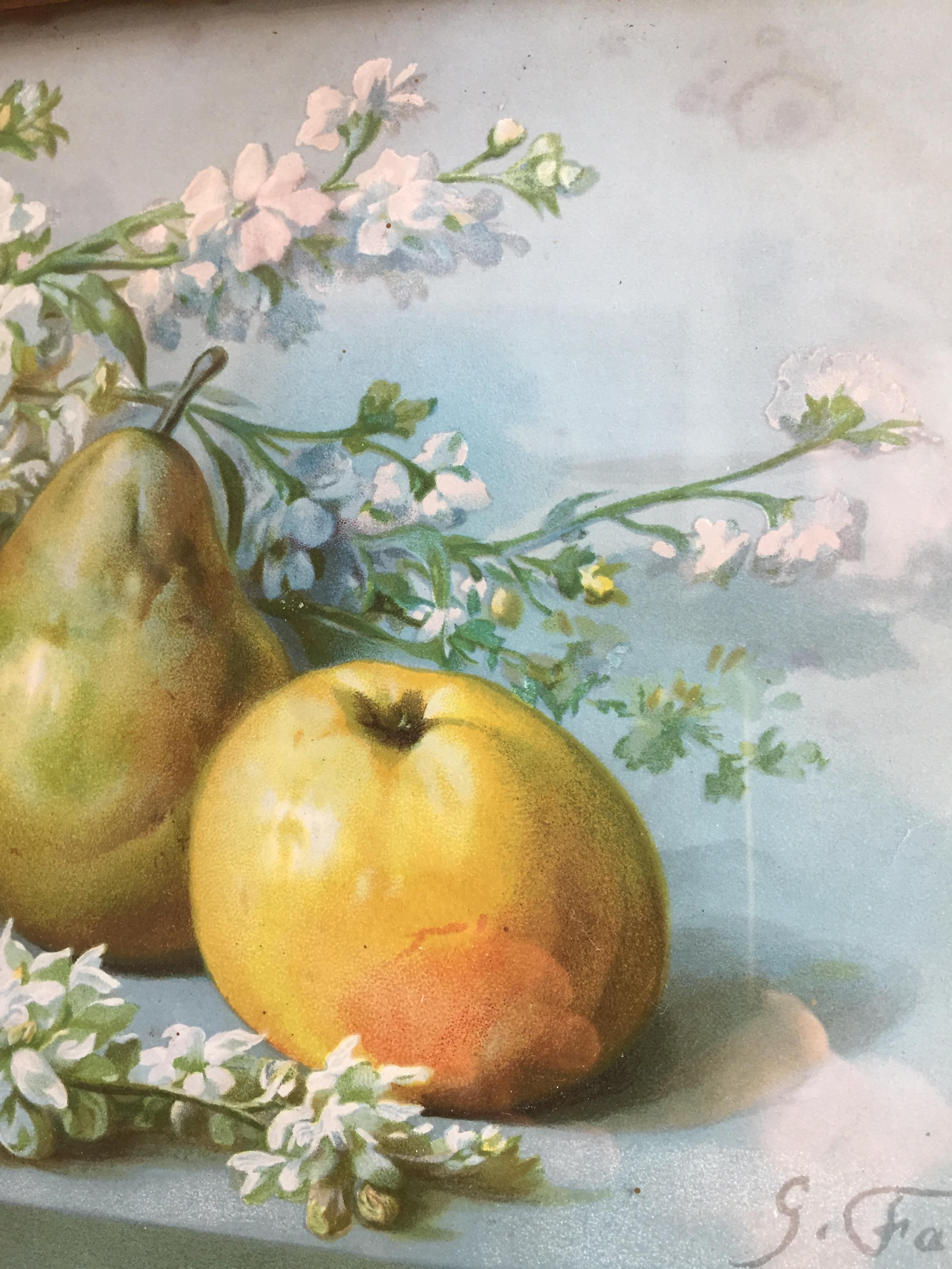 Bodegón italiano de frutas y flores 1900s por Falchetti Giuseppe Pintado a mano en venta