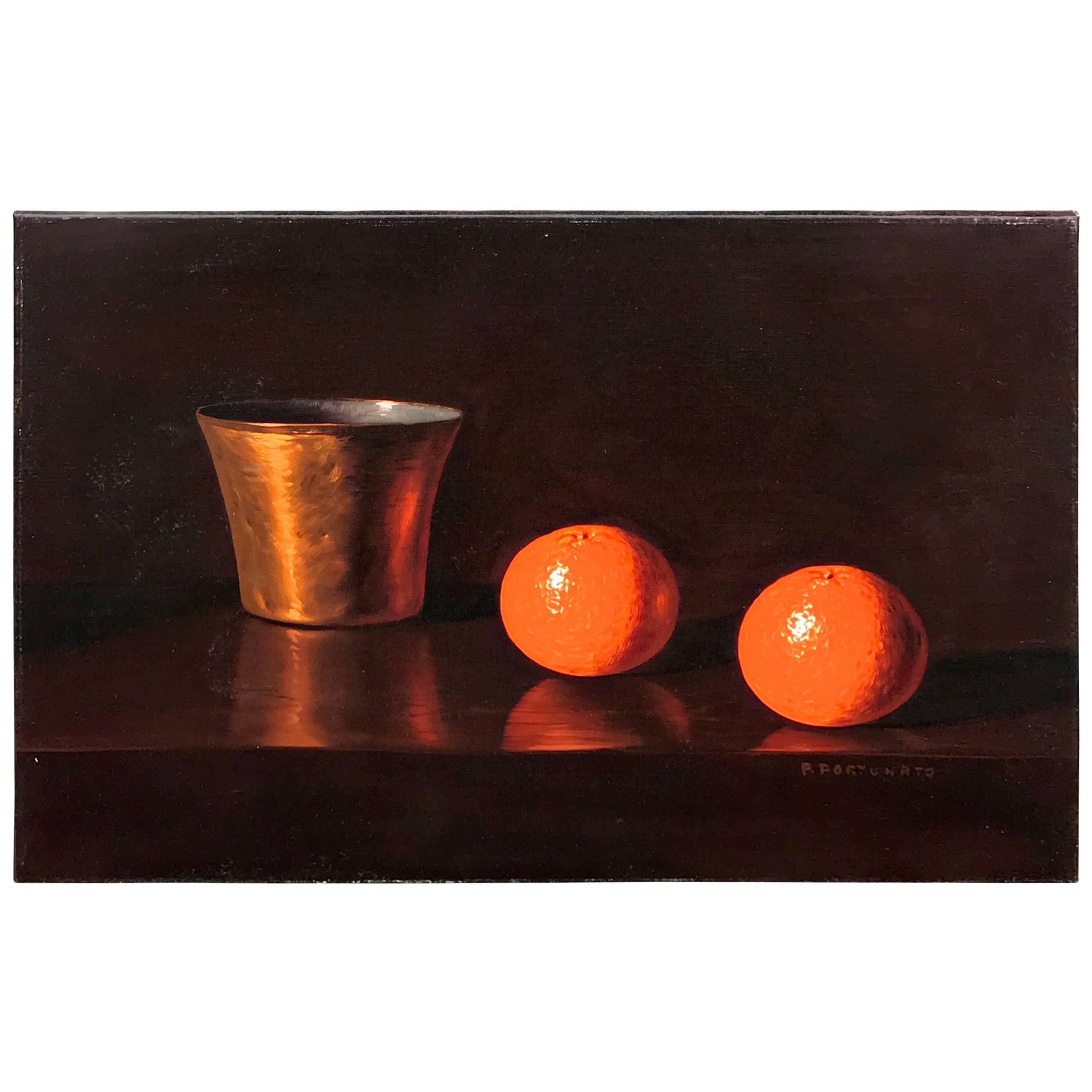 Italian Still Life Persimmons & Copper, by P. Fortunato