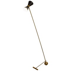 Italian Stilnovo Brass Counterweight Floor Lamp