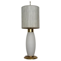 Italian Stilnovo Brass Glass Midcentury Table Lamp Lamshade 1950s