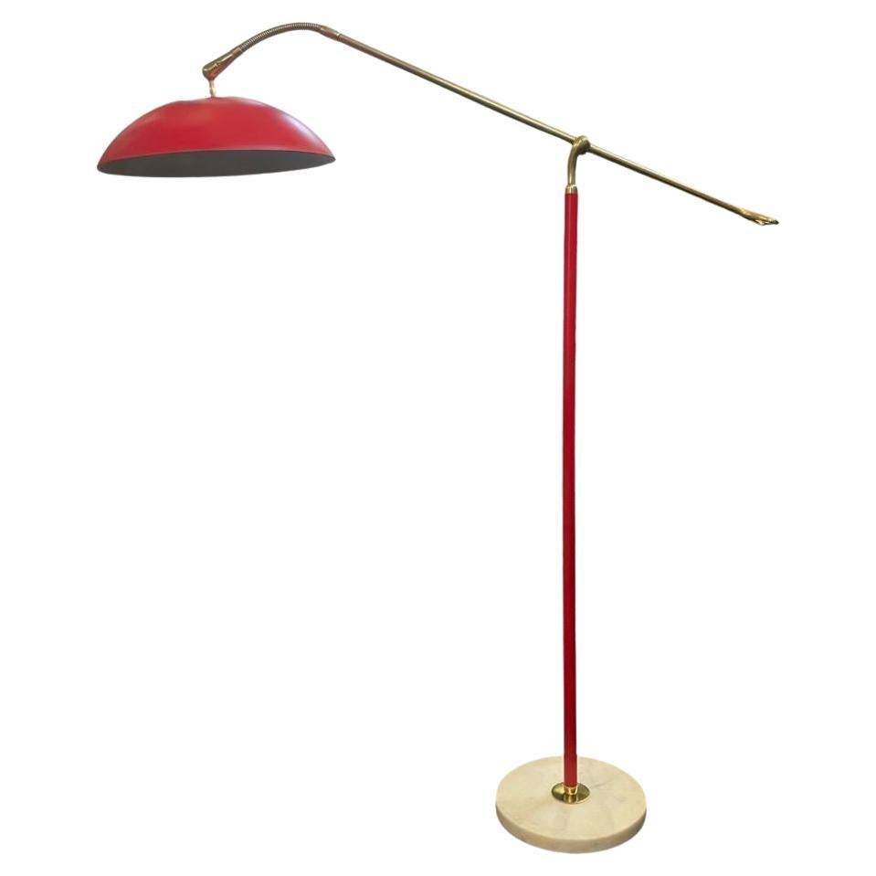 Lampada da terra a contrappeso italiana di Stilnovo con base in marmo stampato, CIRCA 1960.