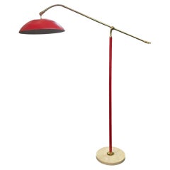 Italian Stilnovo Counterbalance Floor Lamp with Stamped Marble Base, Circa 1960.