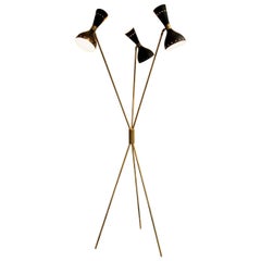 Italian Stilnovo Floor Lamp Brass Mid-Century Modern