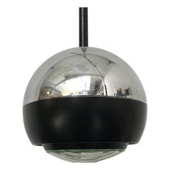 Italian Stilnovo Glass and Steel Pendant Lamp Mod. 1230 by Stilnovo, 1960s