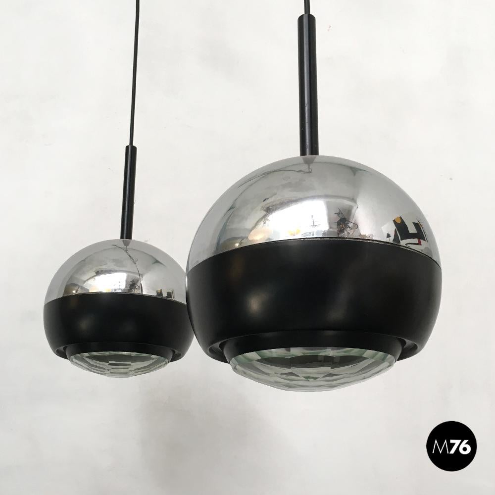 Lampes à suspension italiennes Stilnovo en verre et acier Mod.1230 de Stilnovo, années 1960 en vente 5