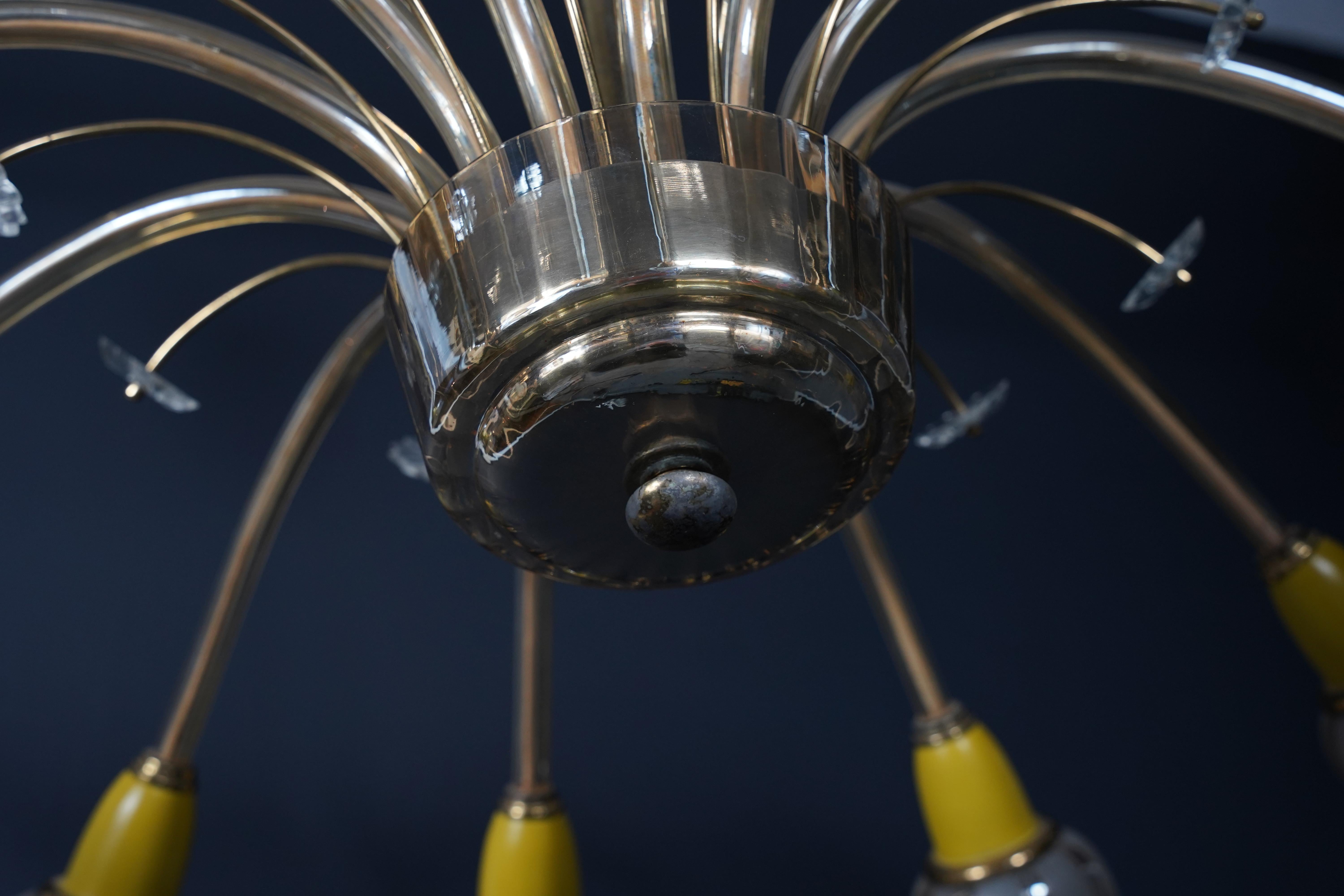 Ottone Lampadario italiano Stilnovo Sputnik, Italia, 1950 in vendita