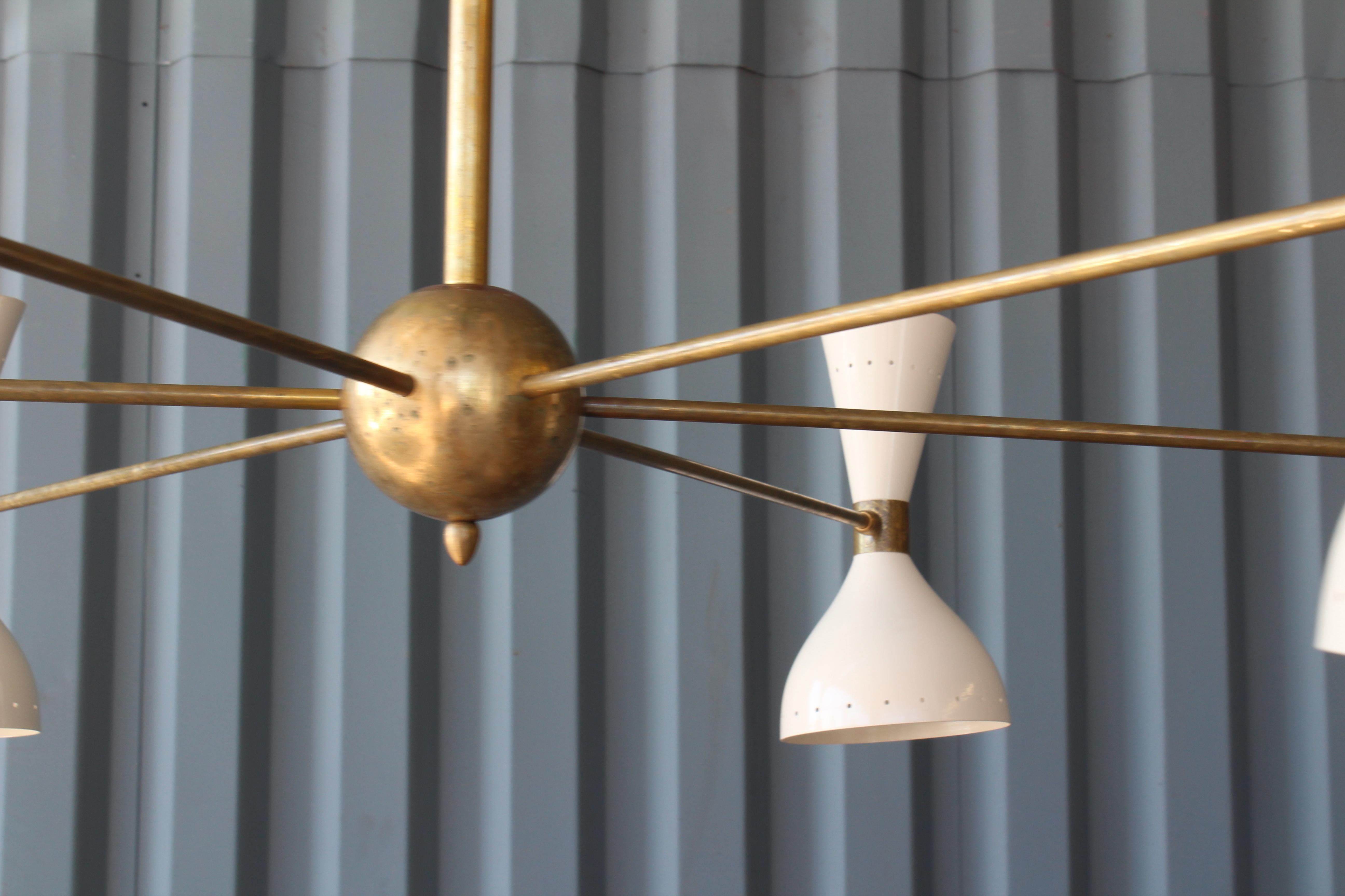 Italian Stilnovo Style Brass Chandelier 7