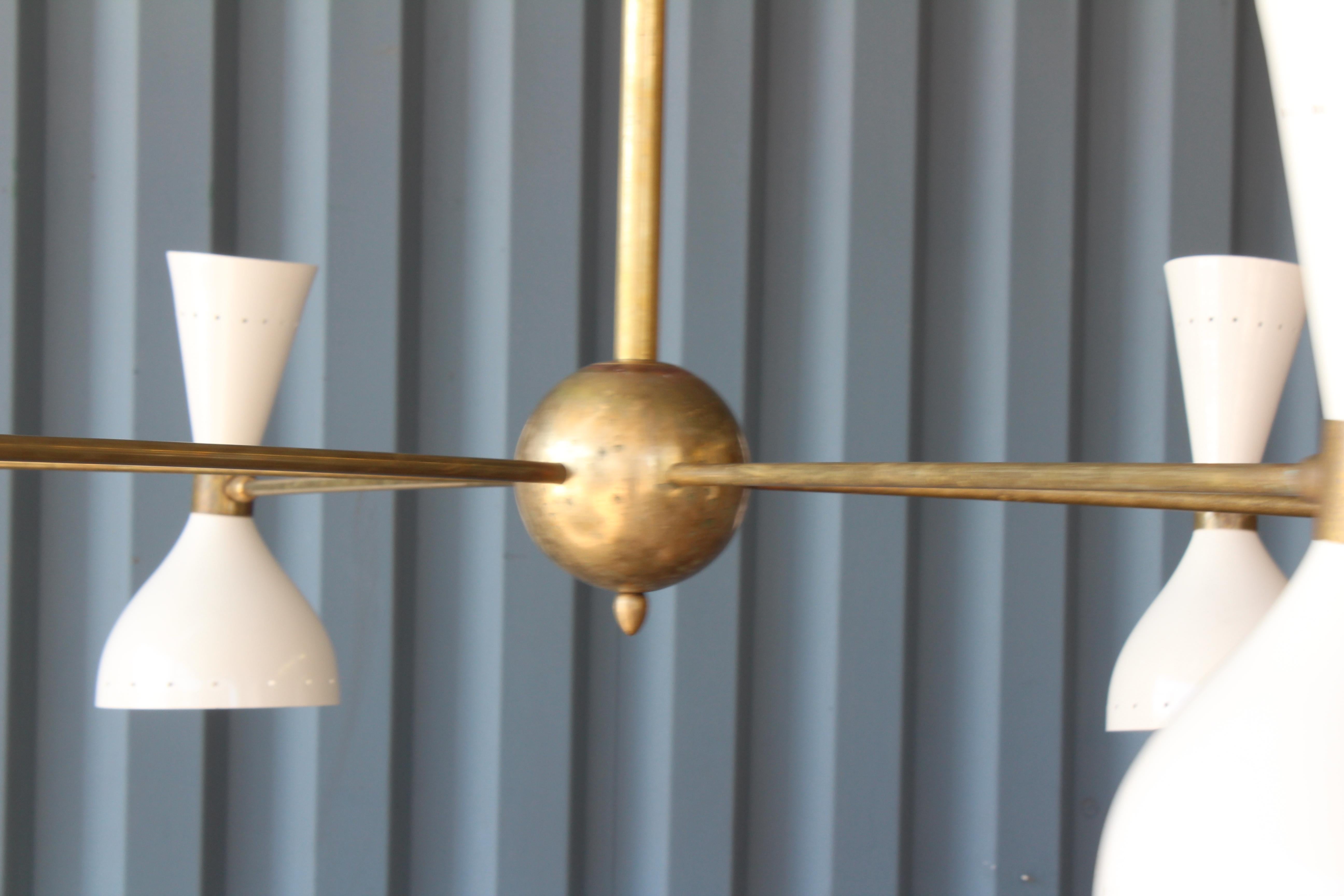 Mid-20th Century Italian Stilnovo Style Brass Chandelier