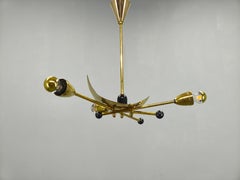 Italian Stilnovo Style Brass Sputnik Chandelier, 1970s
