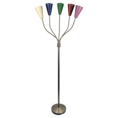 Vintage Italian Stilnovo Style Midcentury 5 Arm Floor Lamp