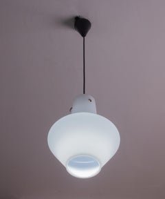 Italian Stilnovo Vintage Pendant in Opaline Glass, 1970s