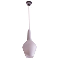 Lampe à suspension italienne Stilnovo vintage en verre opalin, 1970