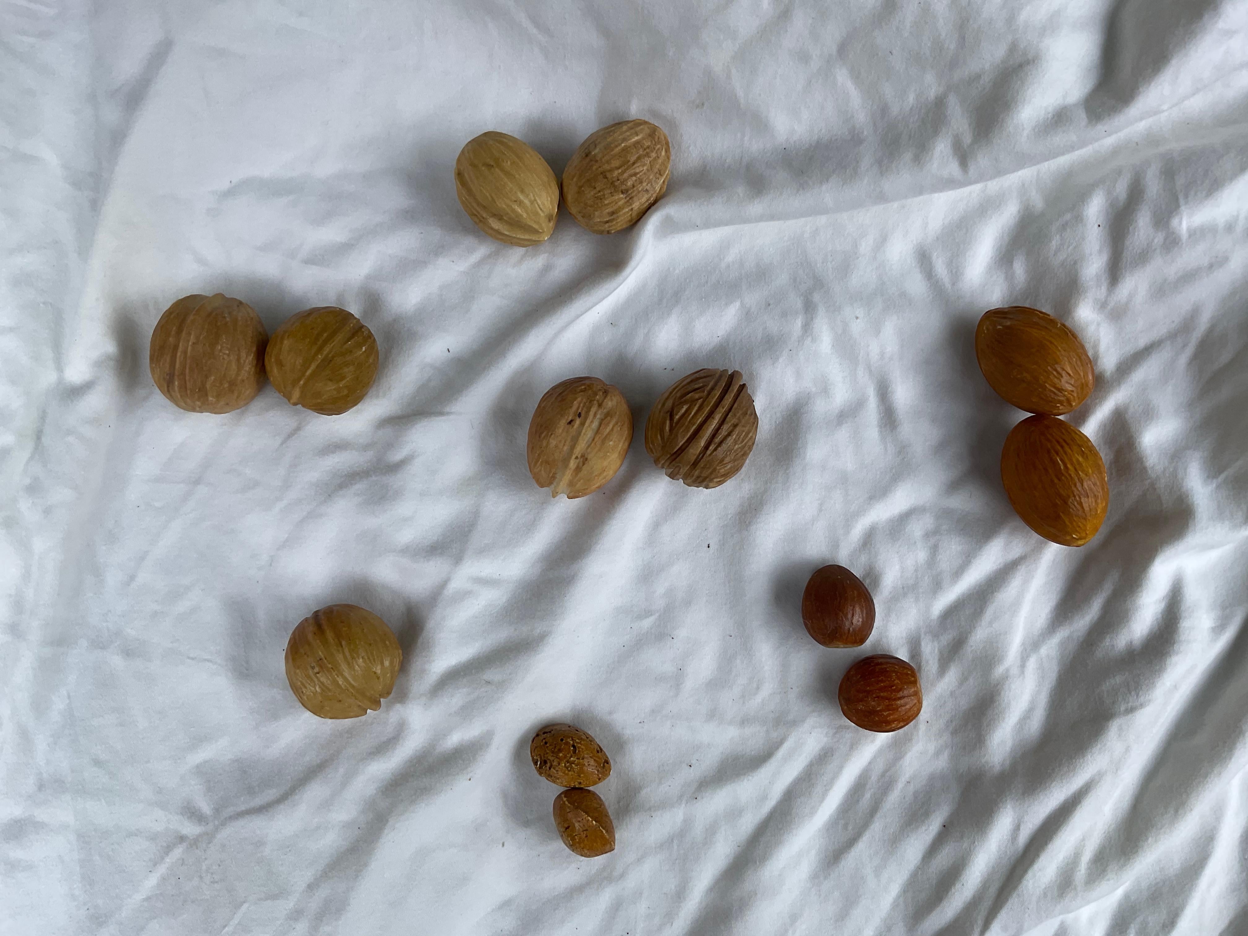 Alabaster Italian Stone Assorted Nuts, 13 For Sale