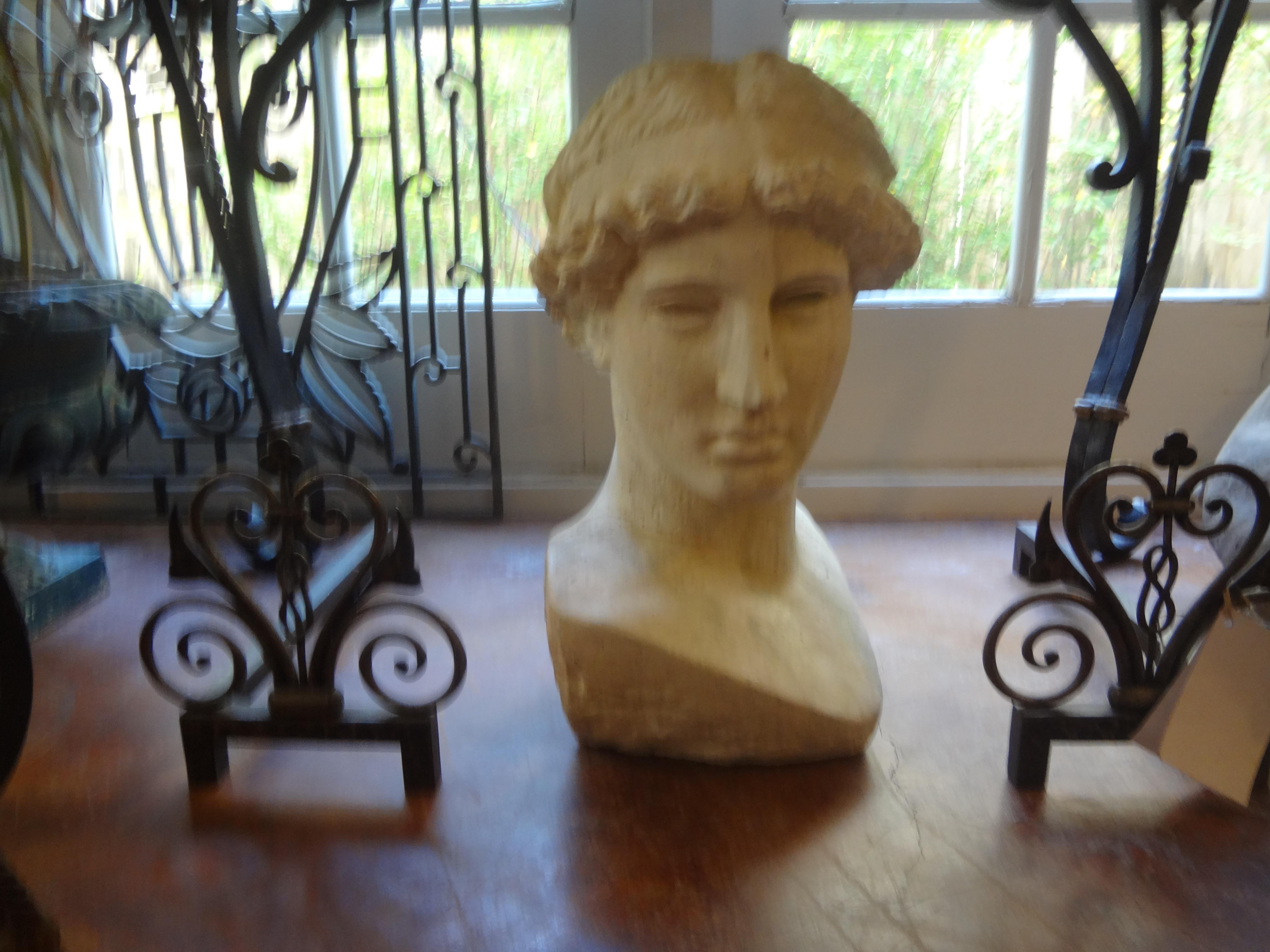 Early 20th Century Italian Stone Bust of a Classical Roman