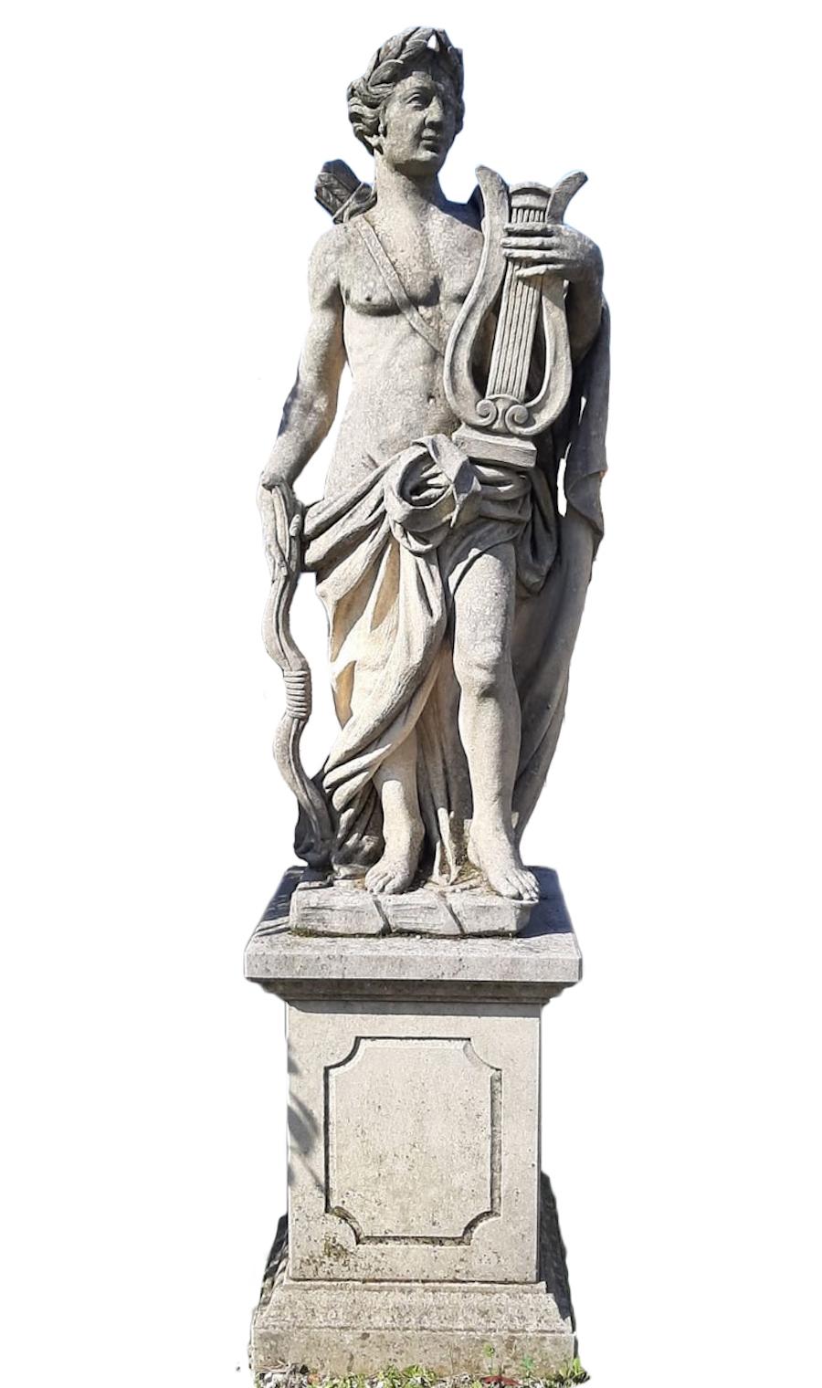  Italian Stone Garden Sculptures of Roman Mythological subject Apollo & Minerva In Good Condition In Rome, IT