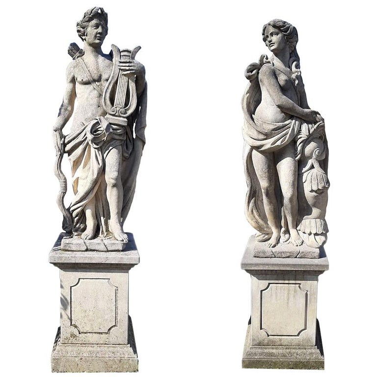 Italian Stone Garden Sculptures of Roman Mythological subject Apollo ...