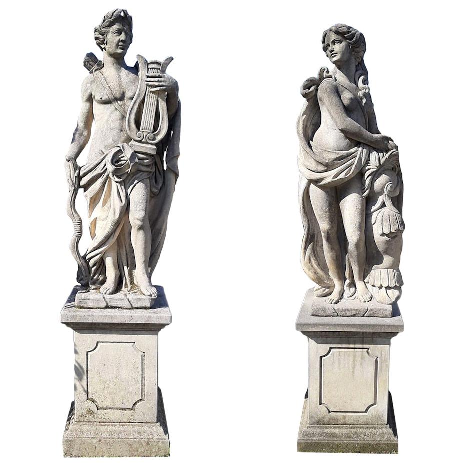 20th Century Italian Stone Garden Sculptures of Roman Mythological Subject Minerva