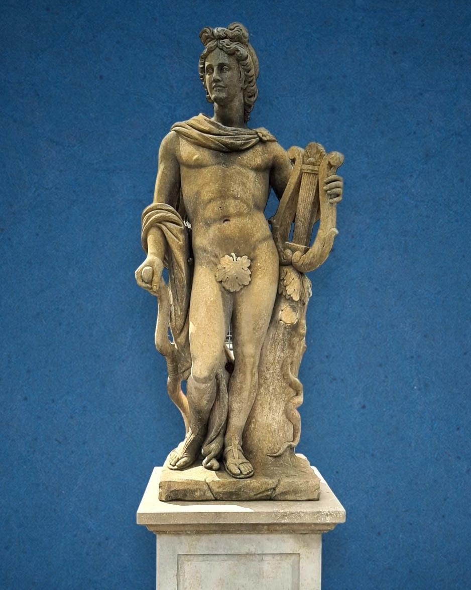 20th Century  Italian Stone Garden Sculptures of Roman Mythological subject of Apollo For Sale