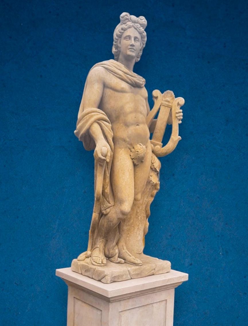 Limestone  Italian Stone Garden Sculptures of Roman Mythological subject of Apollo For Sale