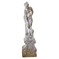 Italian stone garden statue of a maiden