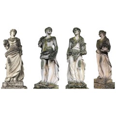 Monumental Italian Stone Garden Statues Representing the Four Seasons