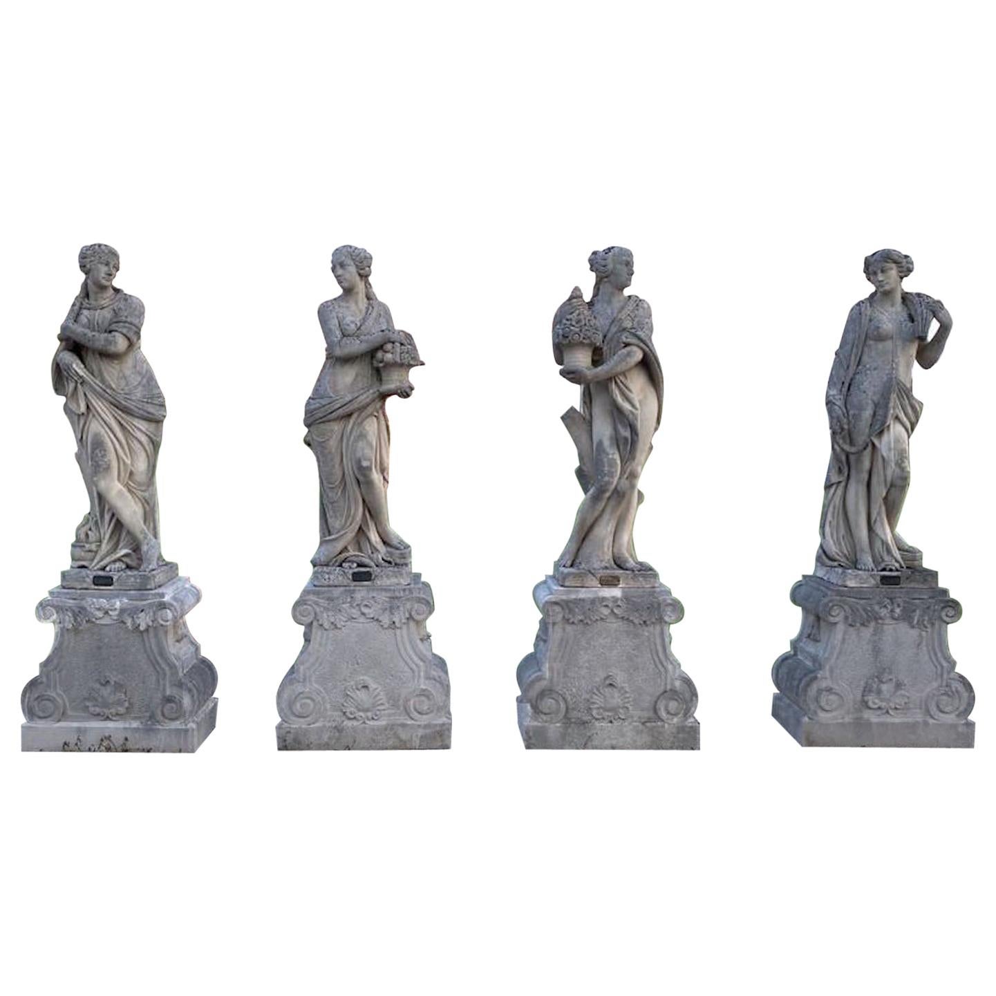 Italian Stone Garden Statues Representing the Four Seasons