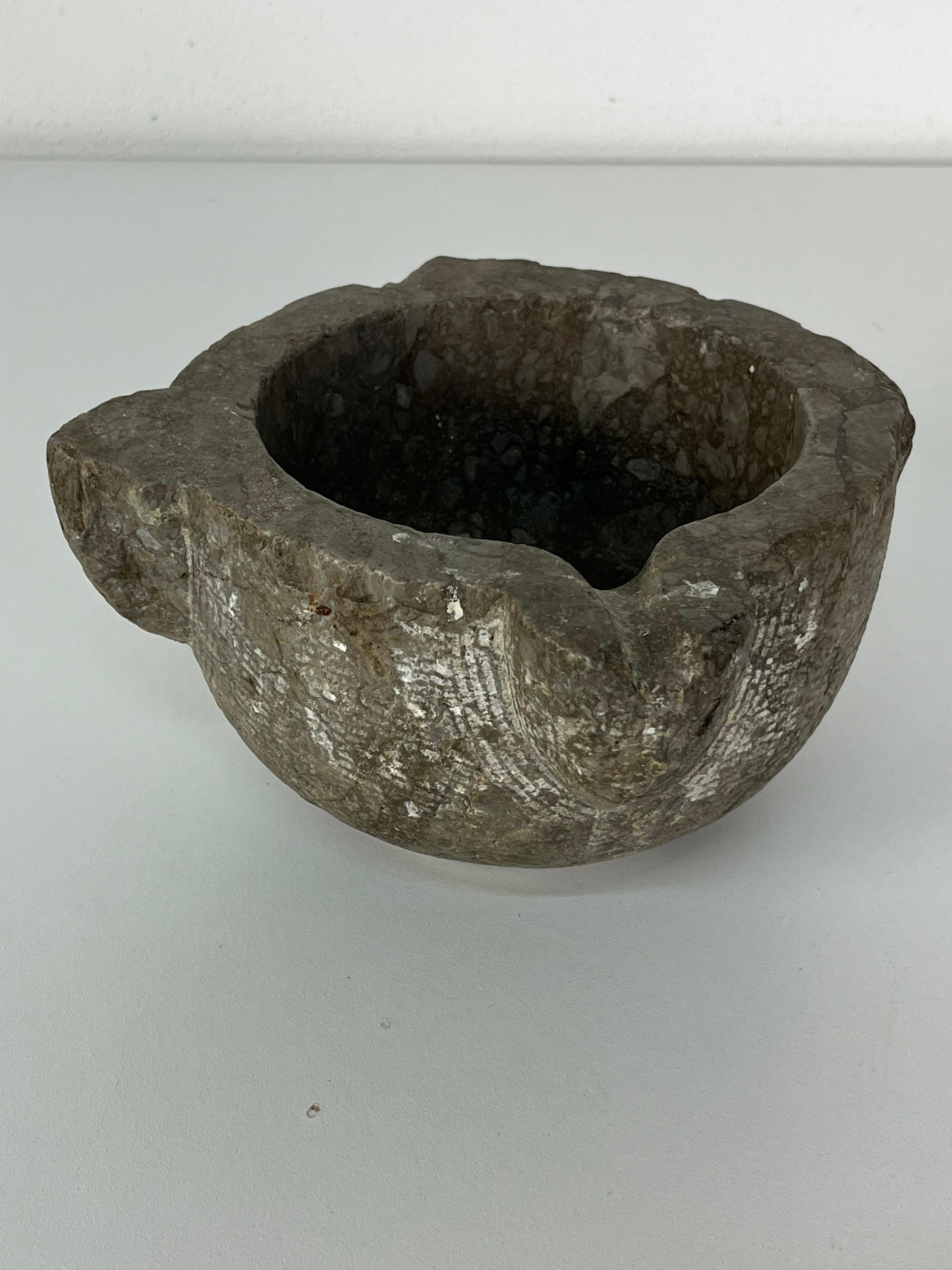 Italian Stone Mortar, 1930s In Fair Condition For Sale In Palermo, IT