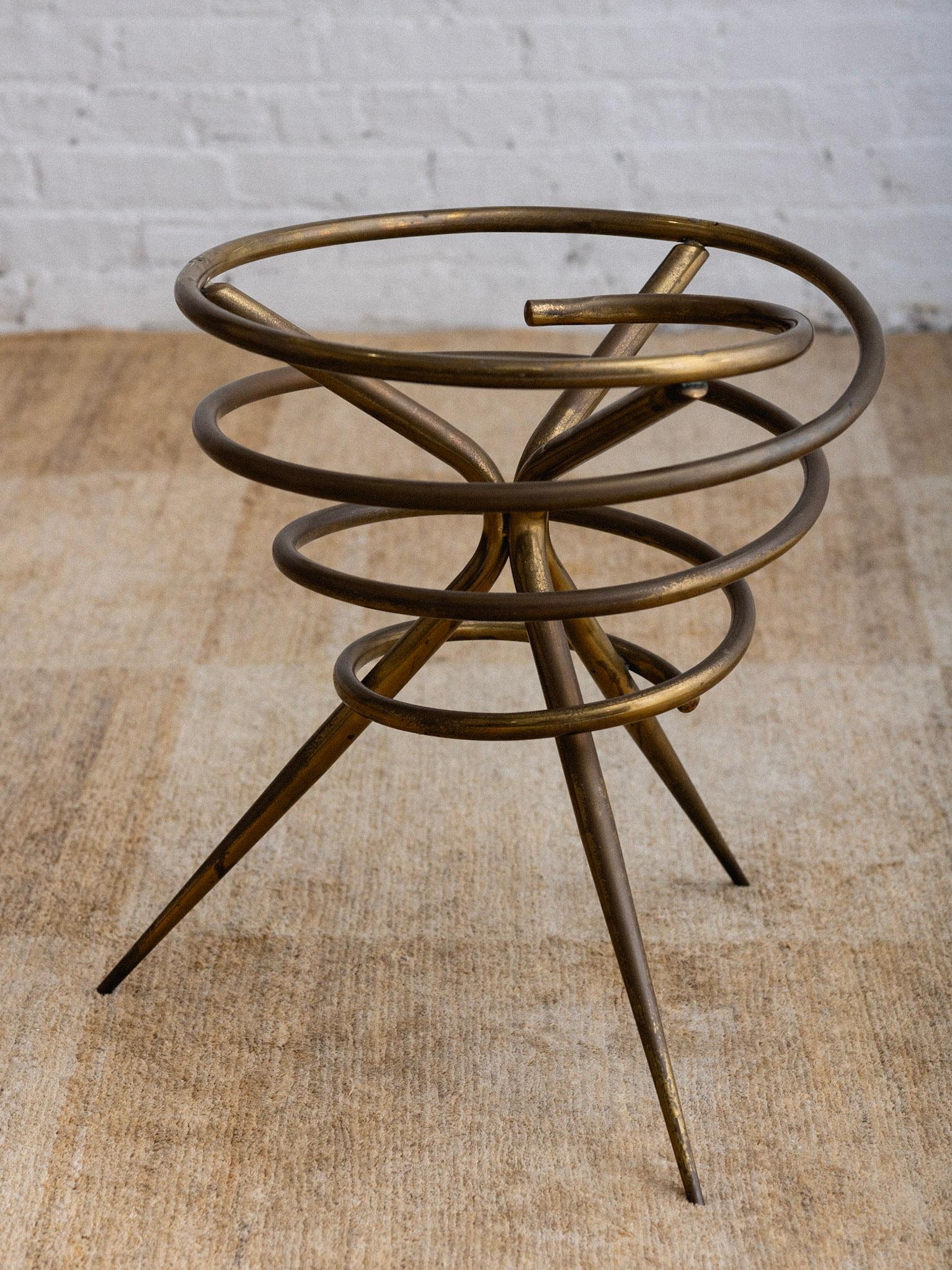 Italian Stone Top Brass Spiral Cocktail Table For Sale 5