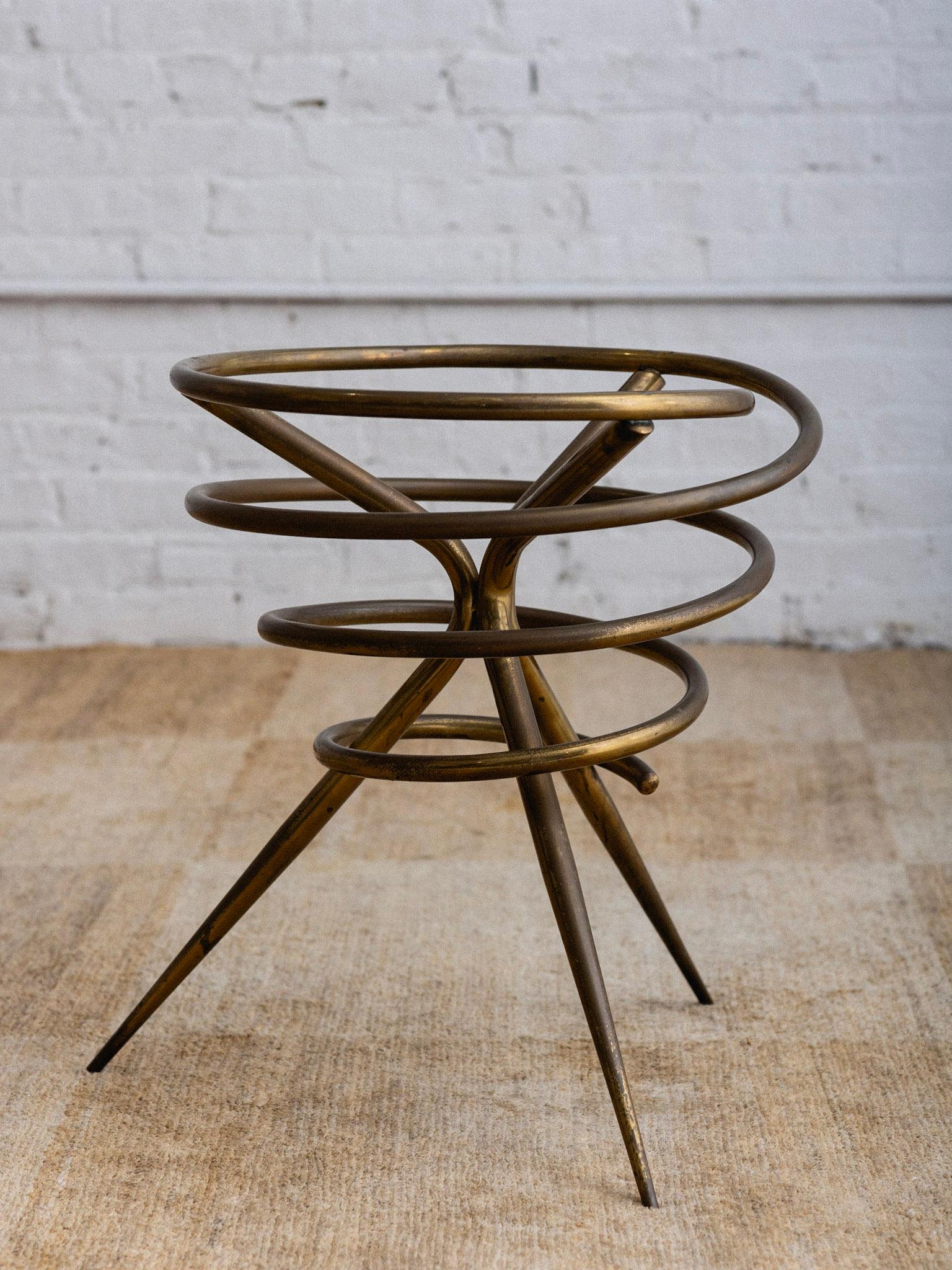 Italian Stone Top Brass Spiral Cocktail Table For Sale 6